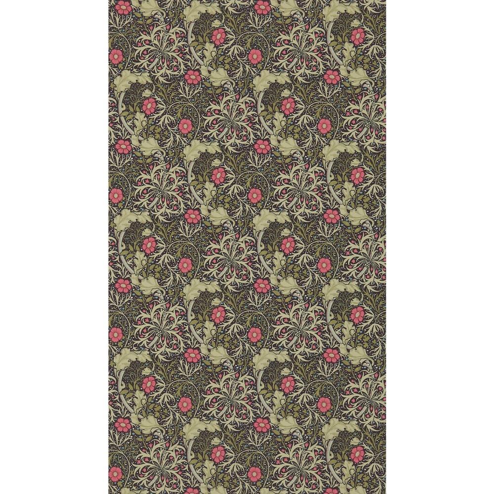 Seaweed Wallpaper 214716 by Morris & Co in Ebony Poppy Red